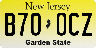NJ license plate B70OCZ