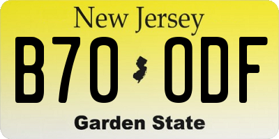 NJ license plate B70ODF