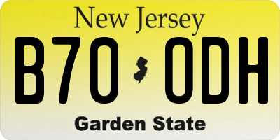 NJ license plate B70ODH