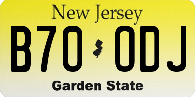 NJ license plate B70ODJ