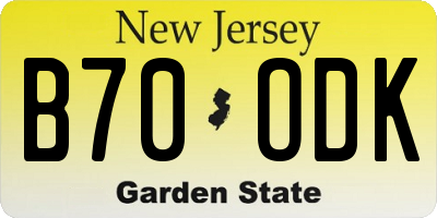 NJ license plate B70ODK