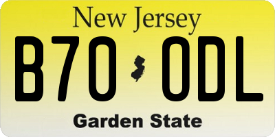 NJ license plate B70ODL