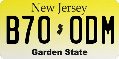 NJ license plate B70ODM
