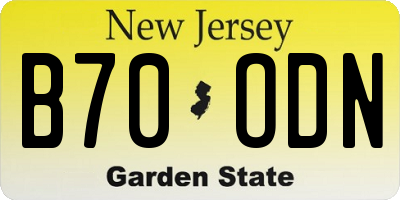 NJ license plate B70ODN