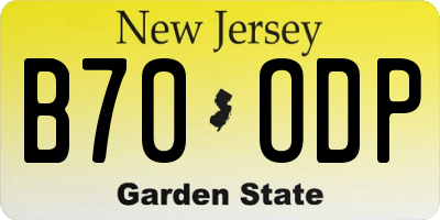NJ license plate B70ODP