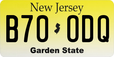 NJ license plate B70ODQ
