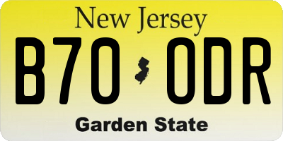 NJ license plate B70ODR