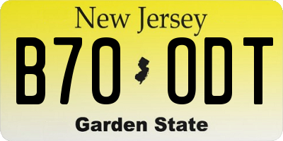 NJ license plate B70ODT