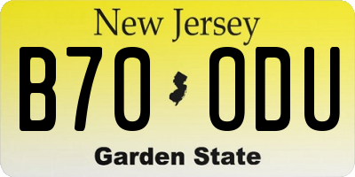 NJ license plate B70ODU