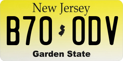 NJ license plate B70ODV