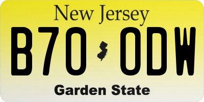 NJ license plate B70ODW