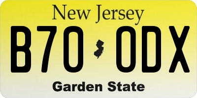 NJ license plate B70ODX