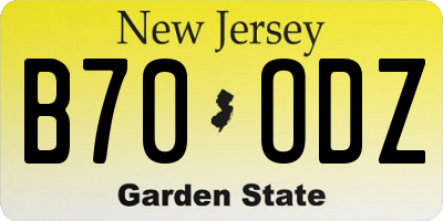 NJ license plate B70ODZ