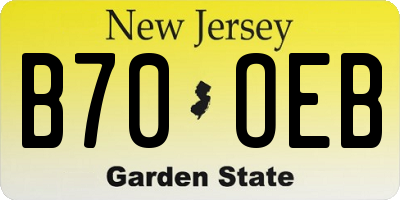 NJ license plate B70OEB