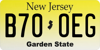 NJ license plate B70OEG