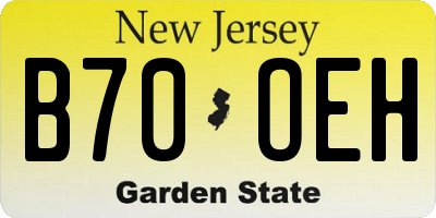 NJ license plate B70OEH
