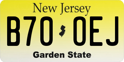 NJ license plate B70OEJ
