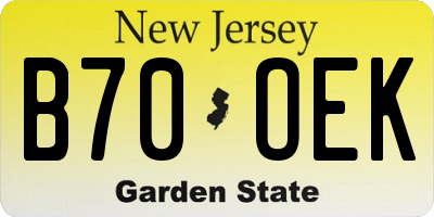 NJ license plate B70OEK