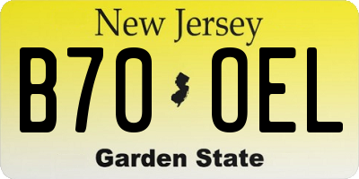 NJ license plate B70OEL