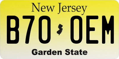 NJ license plate B70OEM