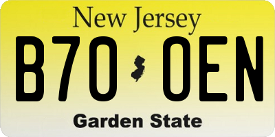 NJ license plate B70OEN