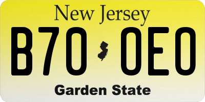NJ license plate B70OEO