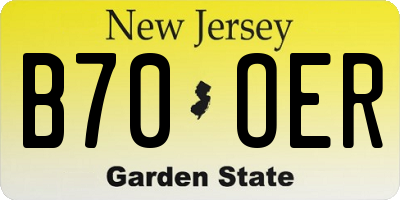 NJ license plate B70OER