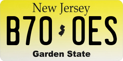 NJ license plate B70OES