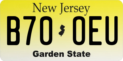 NJ license plate B70OEU
