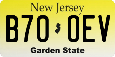 NJ license plate B70OEV