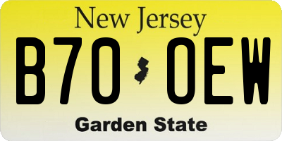 NJ license plate B70OEW