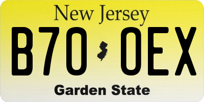 NJ license plate B70OEX