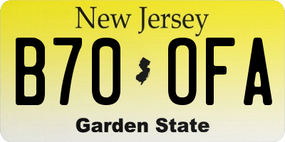 NJ license plate B70OFA