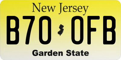 NJ license plate B70OFB