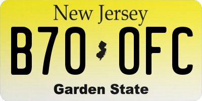 NJ license plate B70OFC