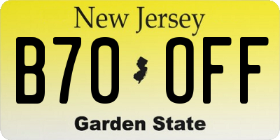 NJ license plate B70OFF