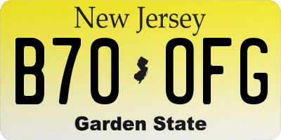 NJ license plate B70OFG