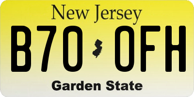 NJ license plate B70OFH