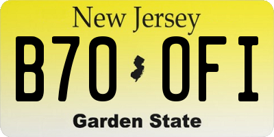 NJ license plate B70OFI