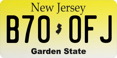 NJ license plate B70OFJ