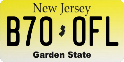 NJ license plate B70OFL