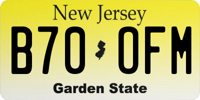 NJ license plate B70OFM