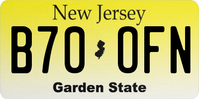 NJ license plate B70OFN