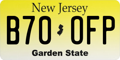 NJ license plate B70OFP