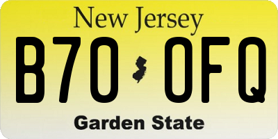NJ license plate B70OFQ