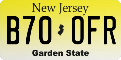 NJ license plate B70OFR