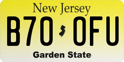 NJ license plate B70OFU