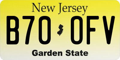 NJ license plate B70OFV
