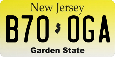 NJ license plate B70OGA