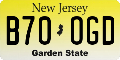NJ license plate B70OGD